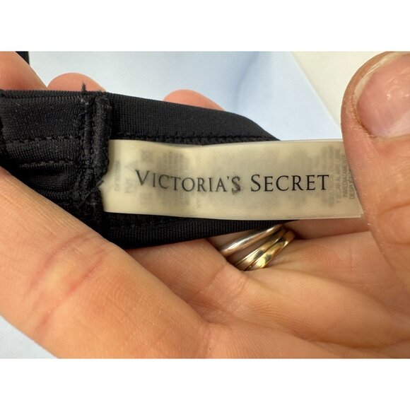 Victoria's Secret Tropical Halter Bikini Top Womens L Black Plunge Neck Summer - Picture 3 of 10